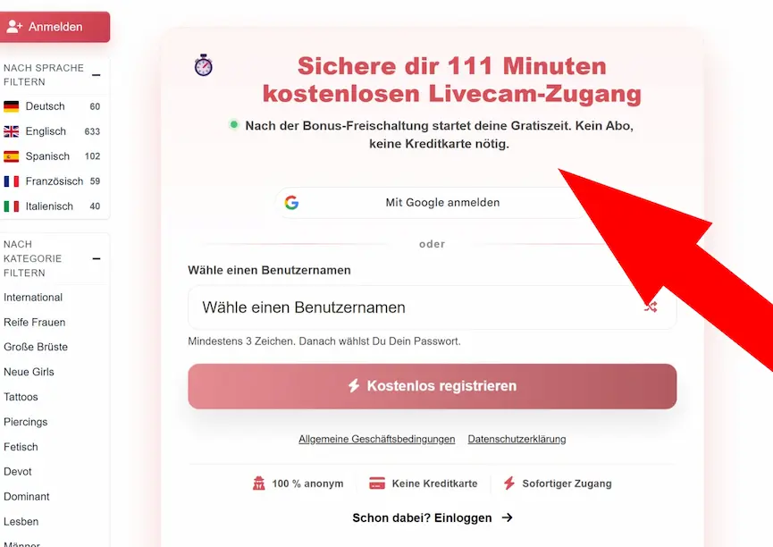 Ablauf der Registrierung bei Susi.live